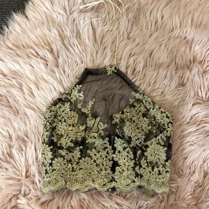 Halter beautiful gold flower crop top